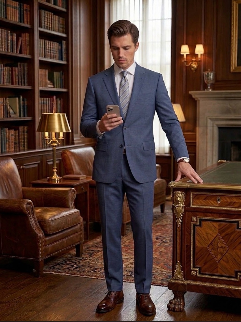 Brooks Brothers Navy Men's Two-Button Blazer with matching pants (Suit)